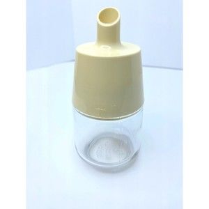 Vintage Gemco Sugar Dispenser Pourer Glass & Beige/Tan Top 5.25" Tall